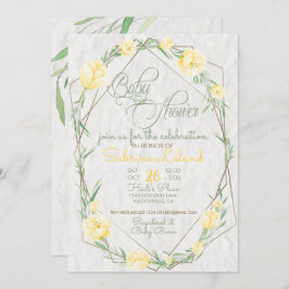 Gele bloemen Greenery Terrarium Baby shower Kaart