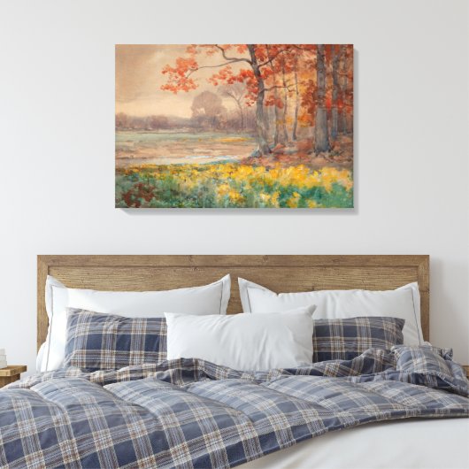 Gele bloemen grijze dag, 1911 canvas afdruk (Insitu (Slaapkamer))
