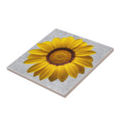 Gele bloemen, grijze steenwandtextuur achtergrond tegeltje (Zijkant)