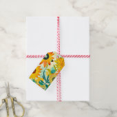 gele bloemen grillige volkskunst cadeaulabel (Met Touw)