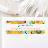  gele bloemen grillige volkskunst etiket (Insitu)