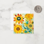  gele bloemen grillige volkskunst notitiekaartje (Voorkant / Achterkant in situ)