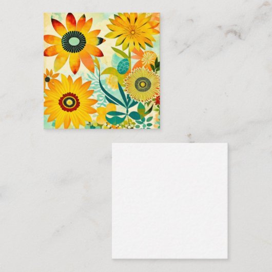  gele bloemen grillige volkskunst notitiekaartje (Voorkant / Achterkant)