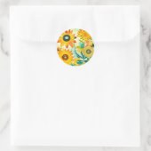 gele bloemen grillige volkskunst ronde sticker (Tas)