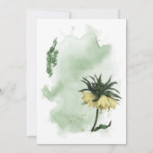 gele bloemen groen bruiloft kaart (Achterkant)