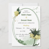 gele bloemen groen bruiloft kaart (Voorkant)