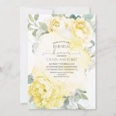 Gele Bloemen Groen Elegant repetitie diner Kaart (Voorkant)