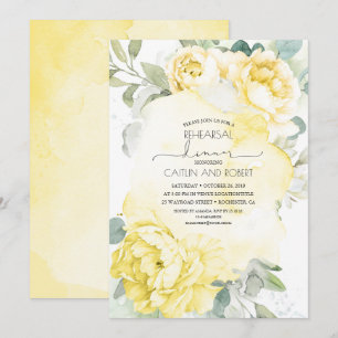 Gele Bloemen Groen Elegant repetitie diner Kaart