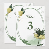 gele bloemen groen geometrisch tafelnummer (Voorkant / Achterkant)