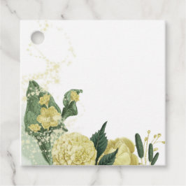 gele bloemen groen gunst tag bedankjes labels