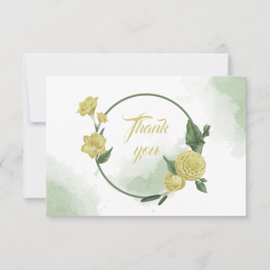 gele bloemen groenbaars bedankkaart (Voorkant)