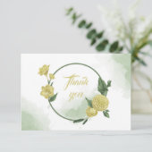 gele bloemen groenbaars bedankkaart (Staand voorkant)