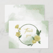 gele bloemen groenbaars bedankkaart (Voorkant / Achterkant)