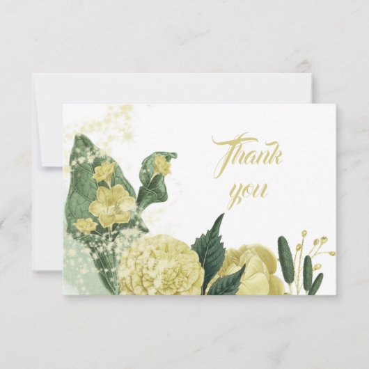 Gele bloemen Groene bladeren Bedankkaart (Voorkant)