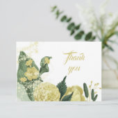 Gele bloemen Groene bladeren Bedankkaart (Staand voorkant)