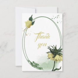 gele bloemen groene bladeren geometrisch bedankkaart
