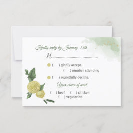 gele bloemen groene bladeren kiezen RSVP kaartje
