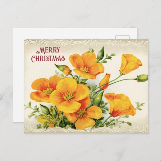 Gele Bloemen Groet Feestdagenkaart (Voorkant / Achterkant)