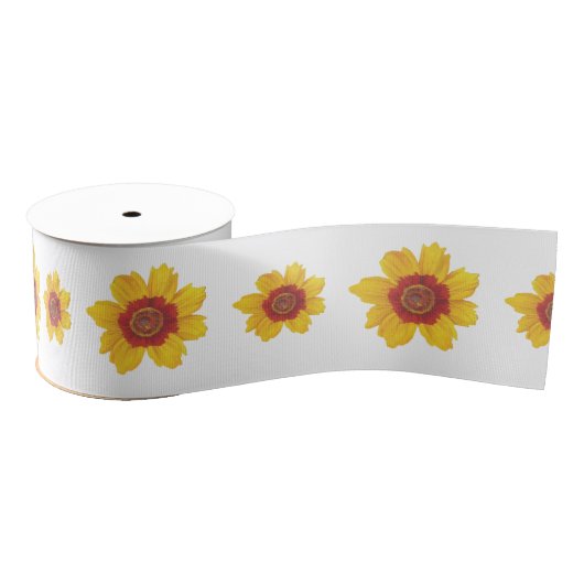 gele bloemen grosgrain lint (Spoel)
