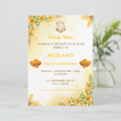 Gele Bloemen Haldi Ceremonie Uitnodiging (Staand voorkant)