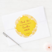 Gele bloemen haldi dank je sticker (Envelop)