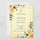 Gele bloemen Haldi Pithi uitnodiging sjabloon (Achterkant)