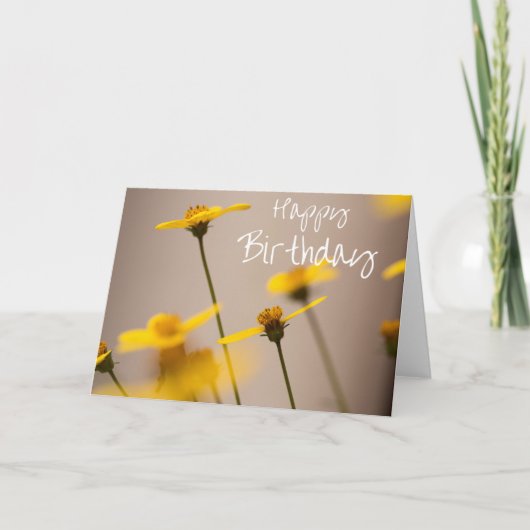 Gele bloemen Happy Birthday Card Kaart (Voorkant)