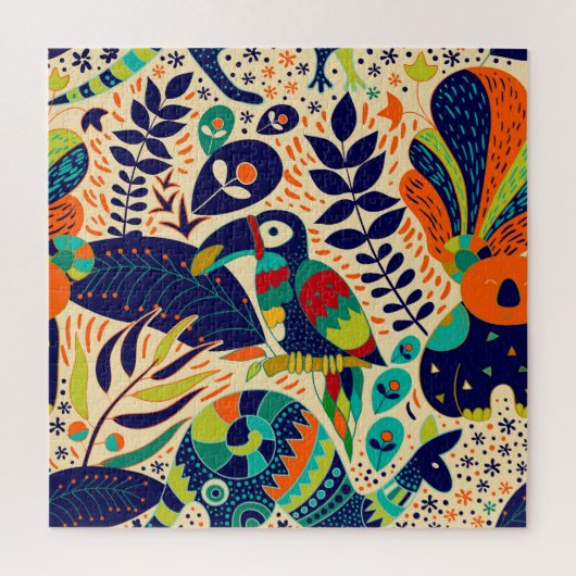 Gele Bloemen: Helder Tropisch Behang Legpuzzel (Verticaal)