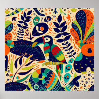 Gele Bloemen: Helder Tropisch Behang Poster