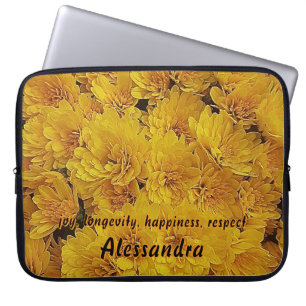 Gele Bloemen Herfst Chrysantemus Foto Laptop Sleeve