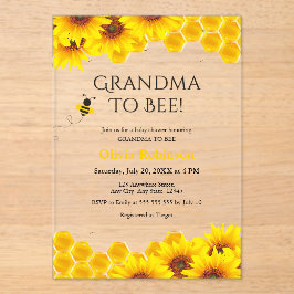 Gele Bloemen Honingraat Oma naar Bee Baby shower Acryl Uitnodigingen