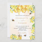 Gele bloemen honingraat zomer bruiloft kaart (Voorkant)