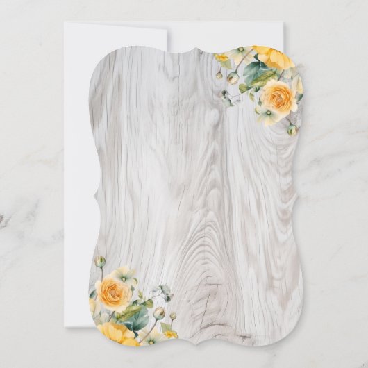 Gele Bloemen Hout Mason Jar Bruiloft Kaart (Achterkant)
