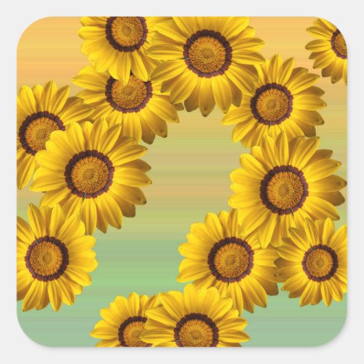Gele bloemen in de lente vierkante sticker (Voorkant)