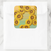 Gele bloemen in de lente vierkante sticker (Tas)