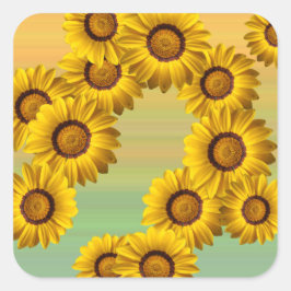 Gele bloemen in de lente vierkante sticker