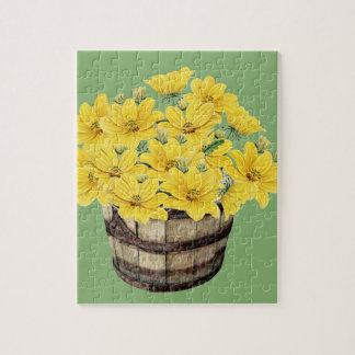 gele bloemen in een mand legpuzzel