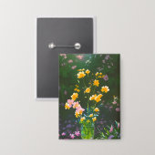 Gele bloemen in een pot Button (Voorkant / Achterkant)