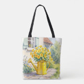  gele bloemen in gieter kan gepersonaliseerd worde tote bag (Achterkant)