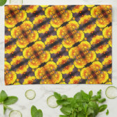 Gele bloemen in het Abstracte zonnepatroon Theedoek (Gevouwen)