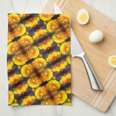 Gele bloemen in het Abstracte zonnepatroon Theedoek (Quarter Fold)