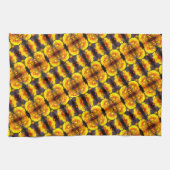 Gele bloemen in het Abstracte zonnepatroon Theedoek (Horizontaal)