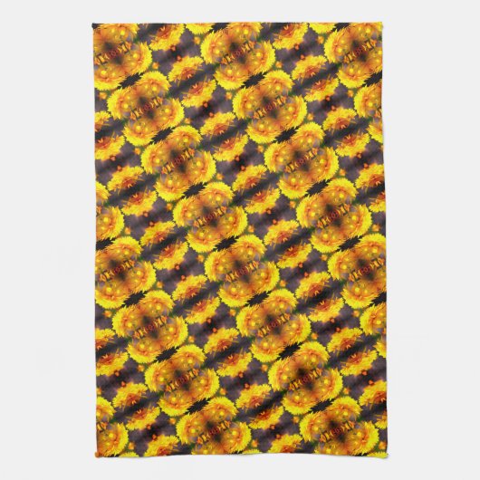 Gele bloemen in het Abstracte zonnepatroon Theedoek (Verticaal)