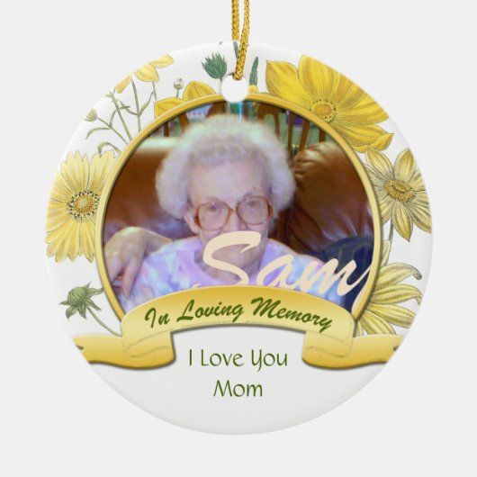 gele bloemen in liefdevolle herinnering Ornament (Voorkant)