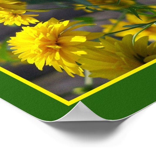 Gele bloemen in Sunshine Mirror Abstract Poster (Hoek)