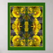 Gele bloemen in Sunshine Mirror Abstract Poster (Voorkant)