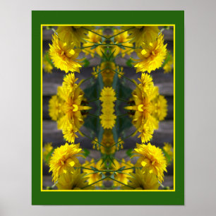 Gele bloemen in Sunshine Mirror Abstract Poster