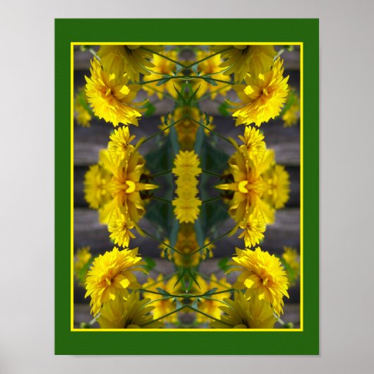 Gele bloemen in Sunshine Mirror Abstract Poster (Voorkant)