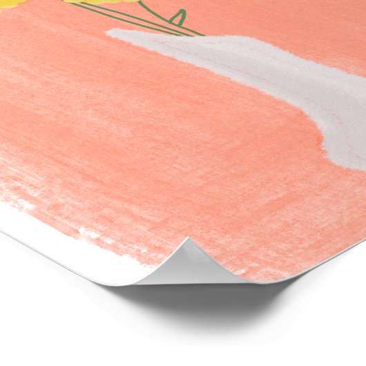 Gele bloemen in Vase Hand Drawn Art B Poster (Hoek)