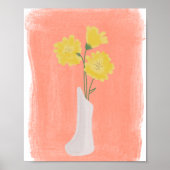 Gele bloemen in Vase Hand Drawn Art B Poster (Voorkant)